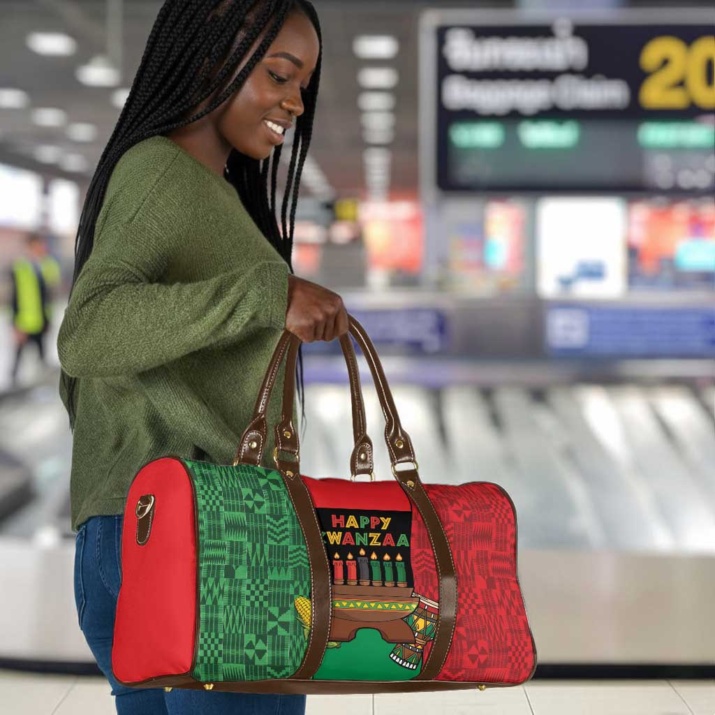 Happy Kwanzaa Travel Bag Kinara With Kente Pattern