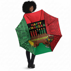 Happy Kwanzaa Umbrella Kinara With Kente Pattern
