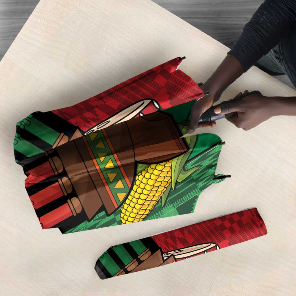 Happy Kwanzaa Umbrella Kinara With Kente Pattern