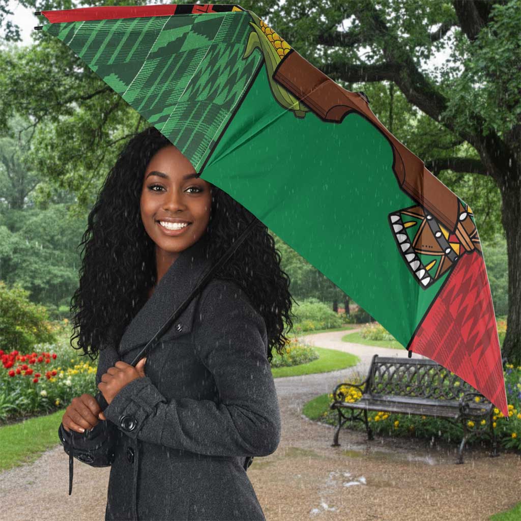 Happy Kwanzaa Umbrella Kinara With Kente Pattern
