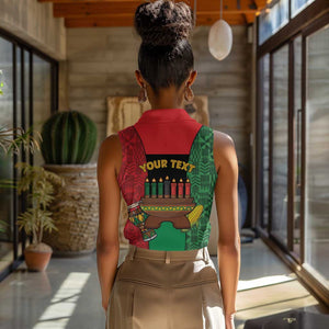 Personalized Happy Kwanzaa Holidays Women Sleeveless Polo Shirt Kente Pattern - African Pride