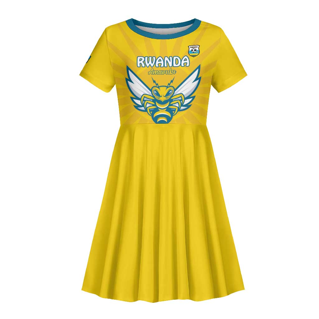 Custom Afro Rwanda Football Kid Short Sleeve Dress Go Wasps