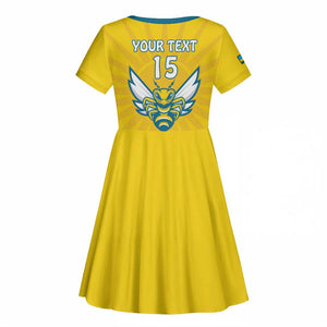 Custom Afro Rwanda Football Kid Short Sleeve Dress Go Wasps