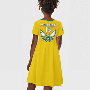 Custom Afro Rwanda Football Kid Short Sleeve Dress Go Wasps