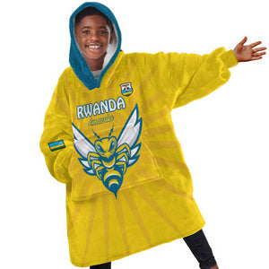 Custom Afro Rwanda Football Kid Wearable Blanket Hoodie Go Wasps