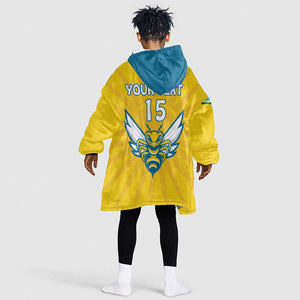 Custom Afro Rwanda Football Kid Wearable Blanket Hoodie Go Wasps