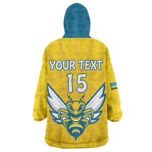 Custom Afro Rwanda Football Kid Wearable Blanket Hoodie Go Wasps