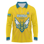Custom Afro Rwanda Football Long Sleeve Polo Shirt Go Wasps