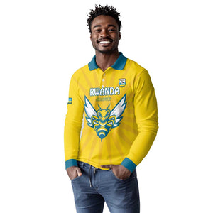 Custom Afro Rwanda Football Long Sleeve Polo Shirt Go Wasps