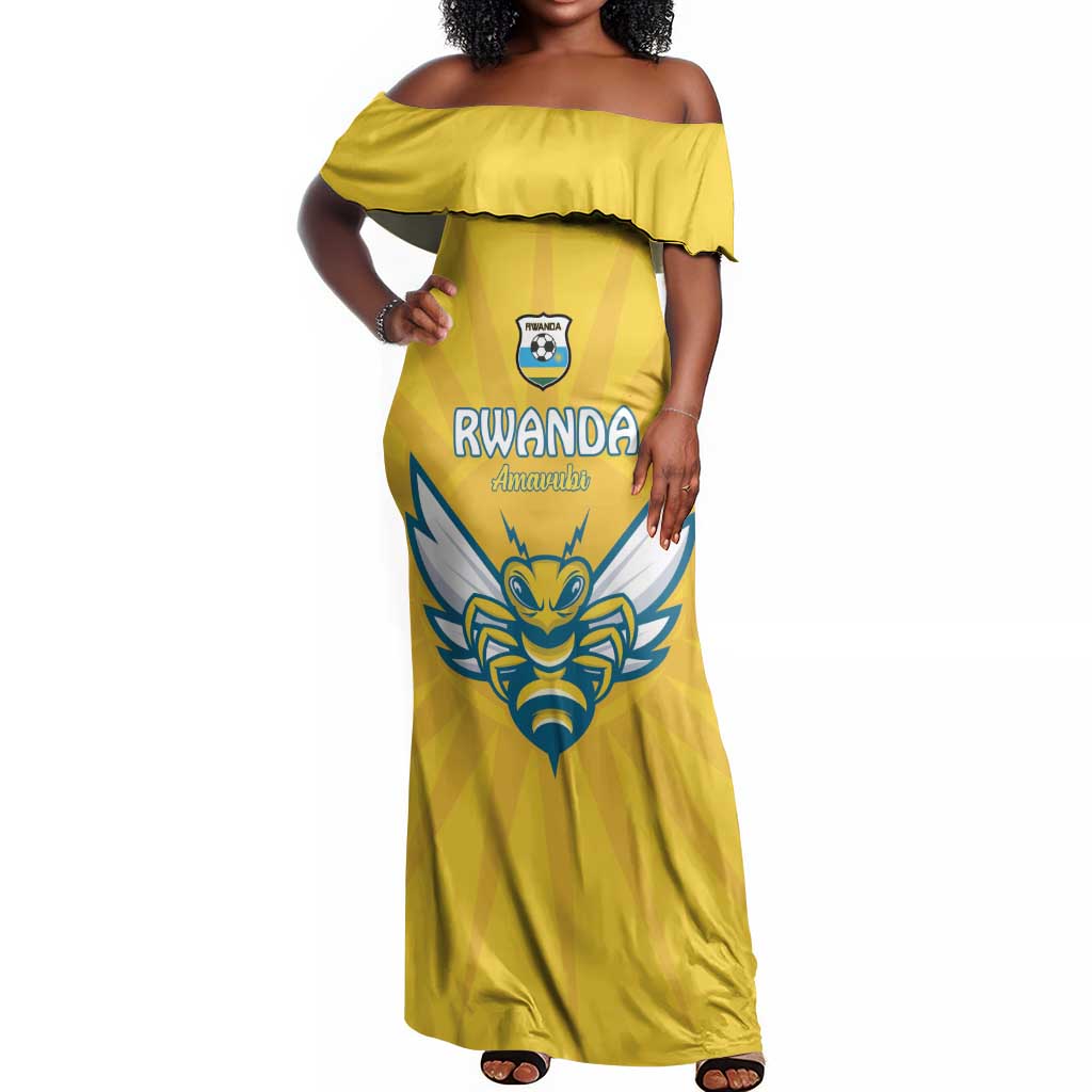 Custom Afro Rwanda Football Off Shoulder Maxi Dress Go Wasps