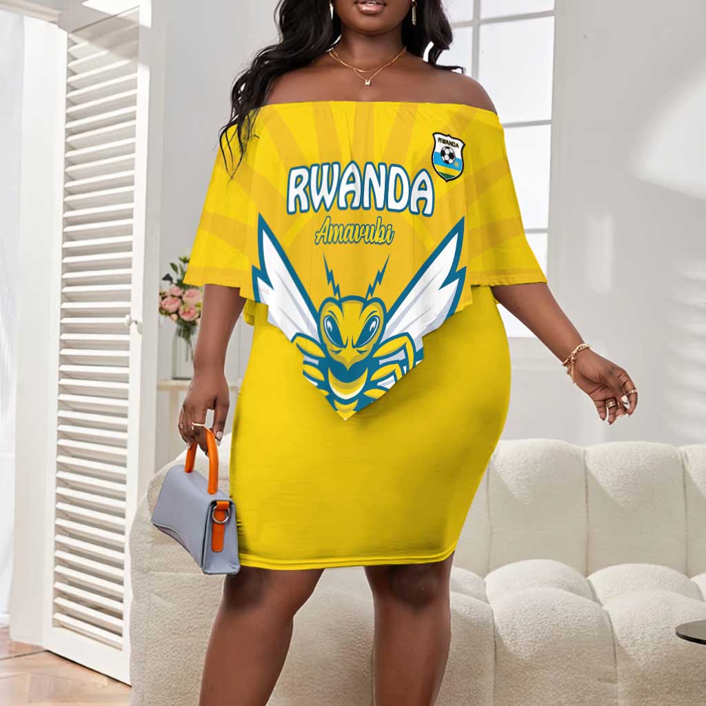 Custom Afro Rwanda Football Off Shoulder Short Dress Go Wasps