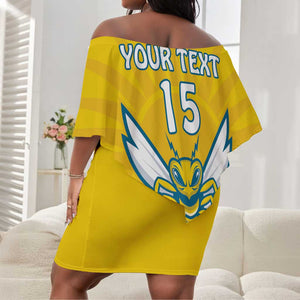 Custom Afro Rwanda Football Off Shoulder Short Dress Go Wasps