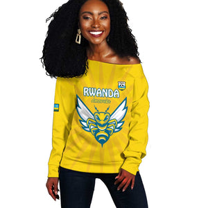 Custom Afro Rwanda Football Off Shoulder Sweater Go Wasps