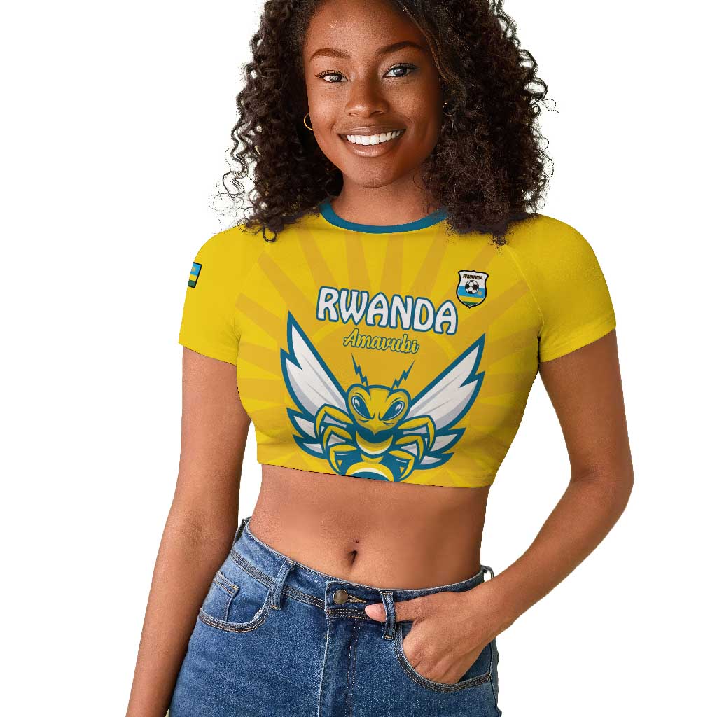 Custom Afro Rwanda Football Raglan Cropped T shirt Go Wasps