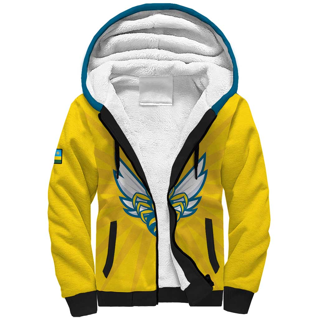 Custom Afro Rwanda Football Sherpa Hoodie Go Wasps