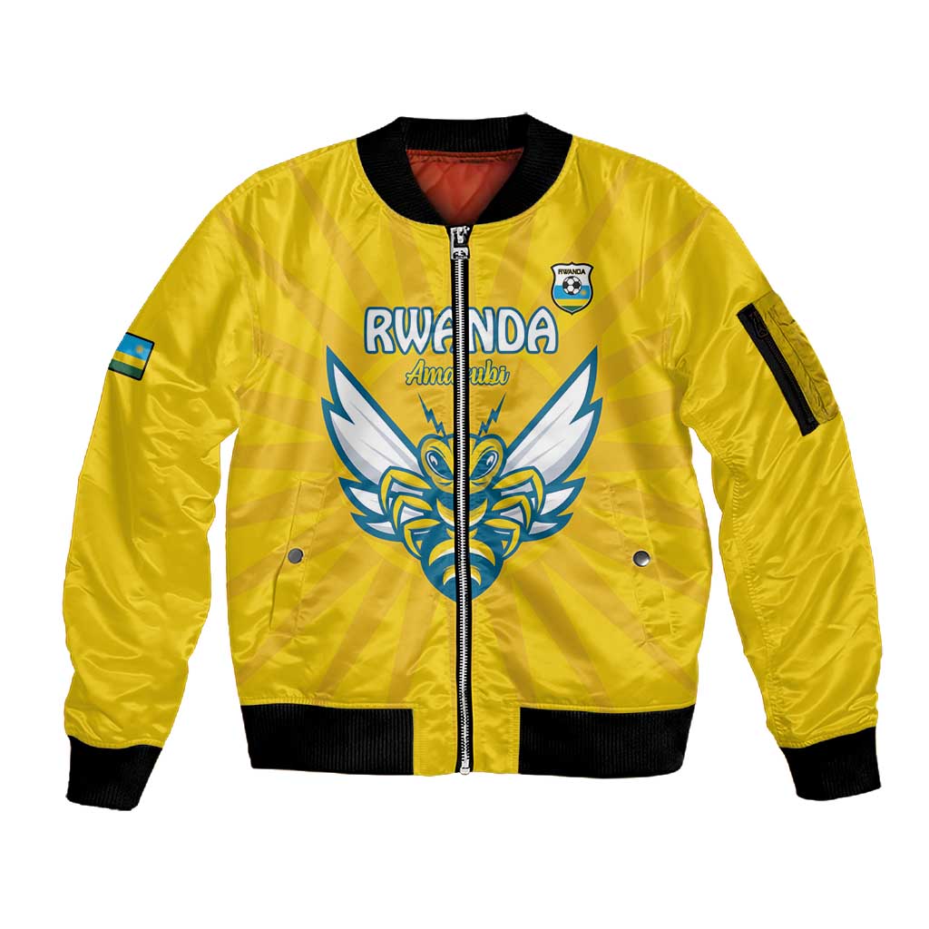 Custom Afro Rwanda Football Sleeve Zip Bomber Jacket Go Wasps