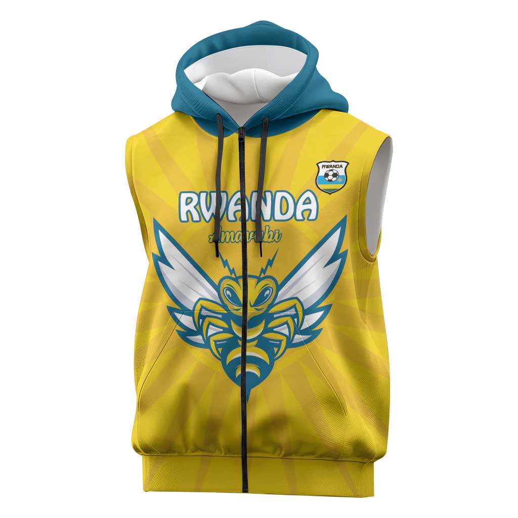 Custom Afro Rwanda Football Sleeveless Zip Hoodie Go Wasps - African Pride