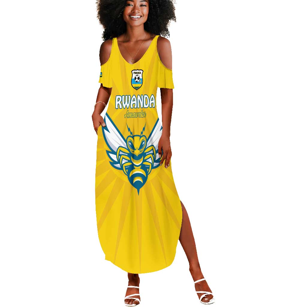 Custom Afro Rwanda Football Summer Maxi Dress Go Wasps