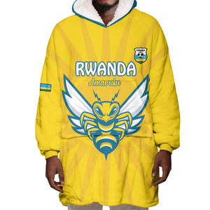 Custom Afro Rwanda Football Wearable Blanket Hoodie Go Wasps