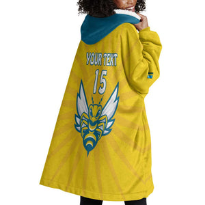 Custom Afro Rwanda Football Wearable Blanket Hoodie Go Wasps