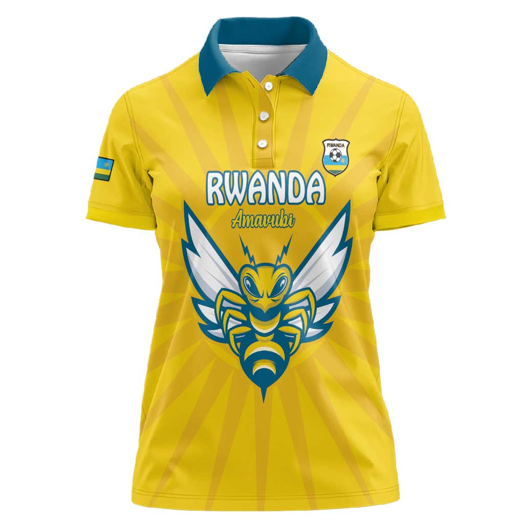 Custom Afro Rwanda Football Women Polo Shirt Go Wasps