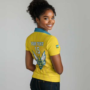 Custom Afro Rwanda Football Women Polo Shirt Go Wasps