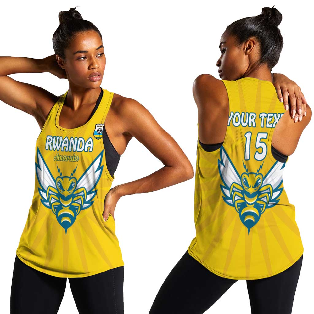 Custom Afro Rwanda Football Women Racerback Tank Go Wasps