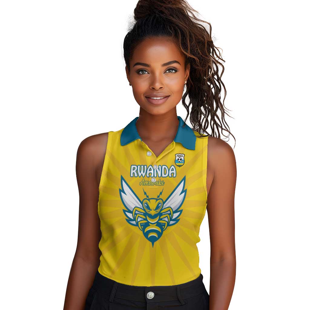 Custom Afro Rwanda Football Women Sleeveless Polo Shirt Go Wasps