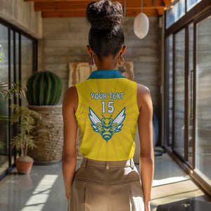 Custom Afro Rwanda Football Women Sleeveless Polo Shirt Go Wasps