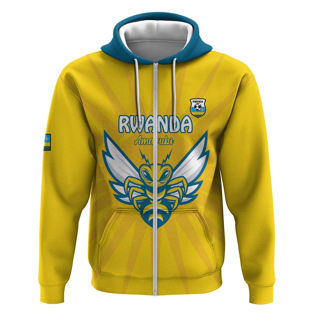 Custom Afro Rwanda Football Zip Hoodie Go Wasps