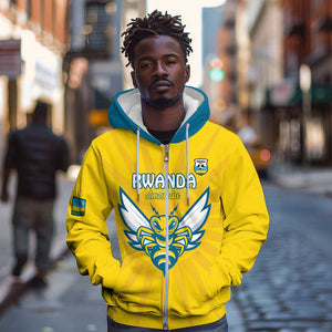 Custom Afro Rwanda Football Zip Hoodie Go Wasps