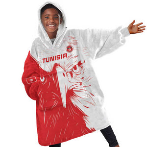 Custom Tunisia Football Kid Wearable Blanket Hoodie Go Champions