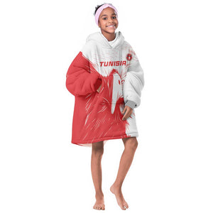 Custom Tunisia Football Kid Wearable Blanket Hoodie Go Champions