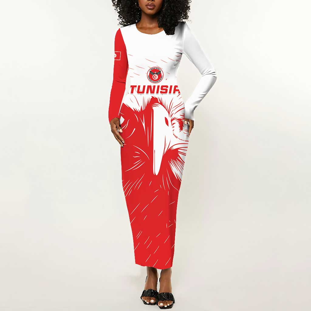 Custom Tunisia Football Long Sleeve Bodycon Dress Go Champions