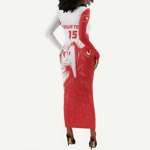 Custom Tunisia Football Long Sleeve Bodycon Dress Go Champions