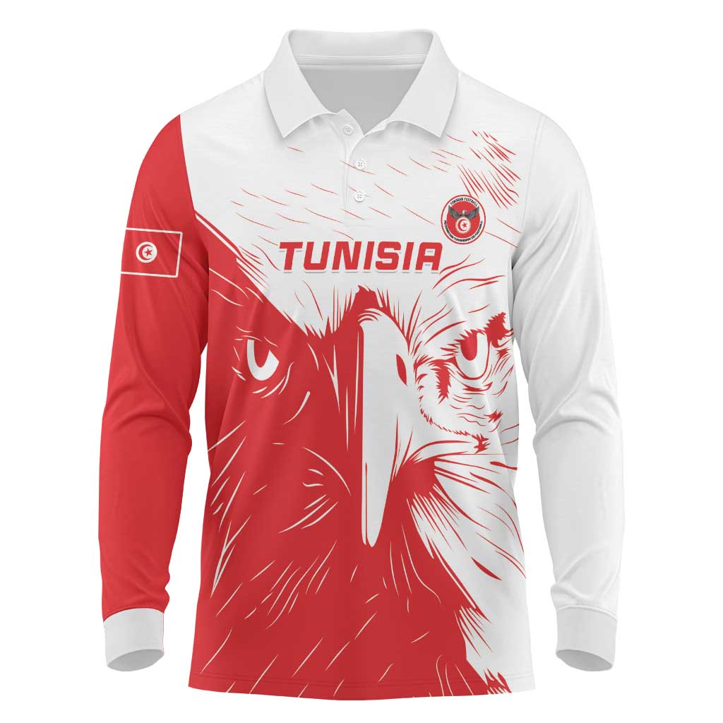 Custom Tunisia Football Long Sleeve Polo Shirt Go Champions