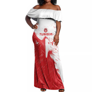 Custom Tunisia Football Off Shoulder Maxi Dress Go Champions