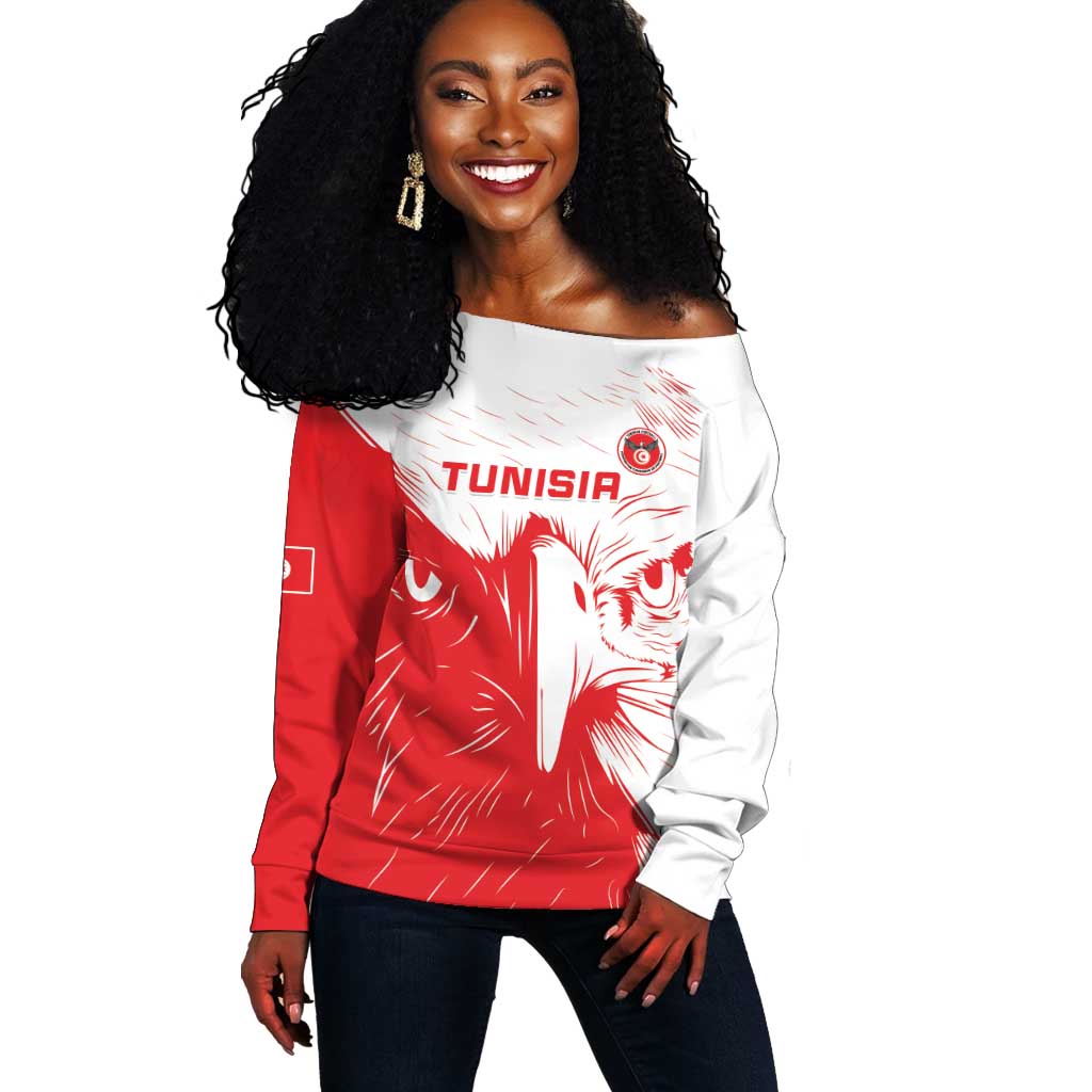 Custom Tunisia Football Off Shoulder Sweater Go Champions