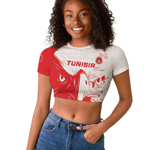 Custom Tunisia Football Raglan Cropped T shirt Go Champions