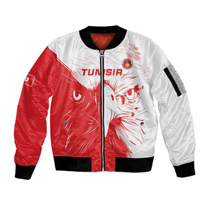 Custom Tunisia Football Sleeve Zip Bomber Jacket Go Champions