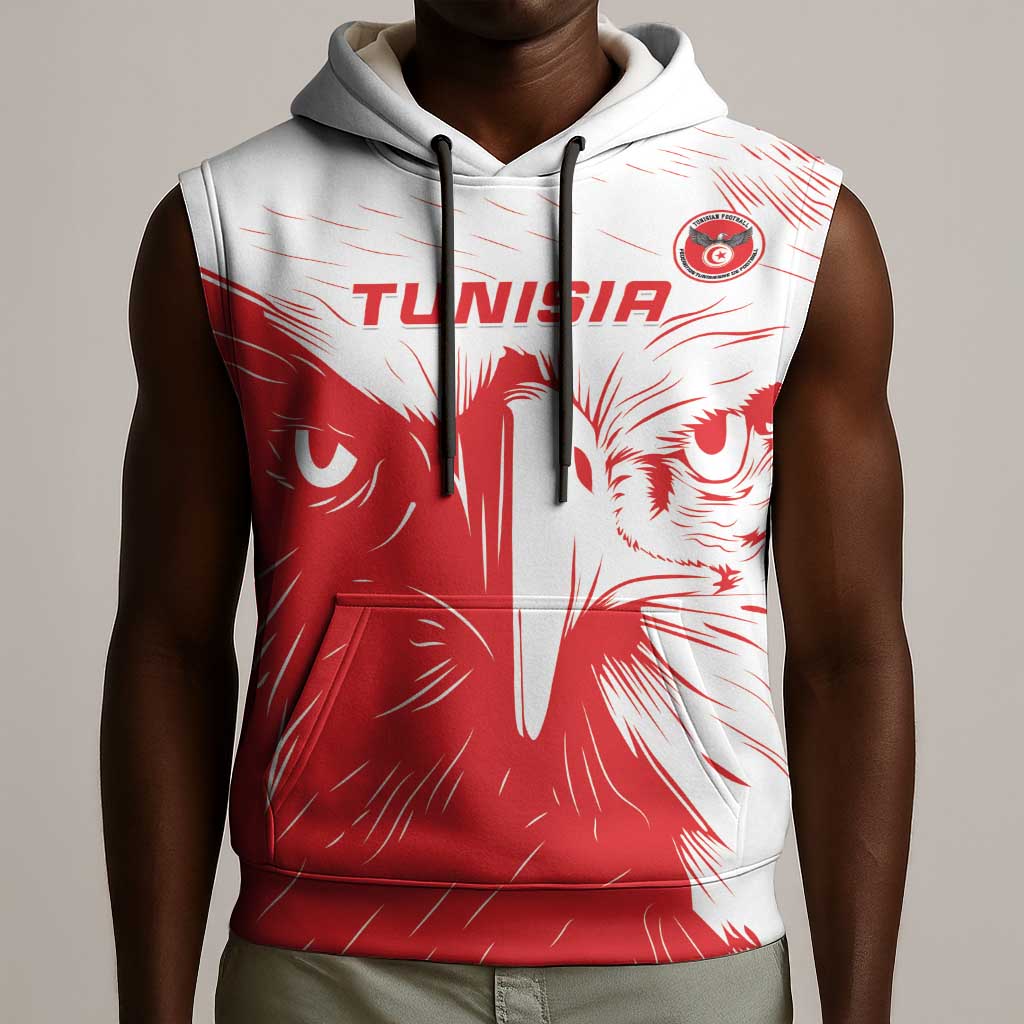 Custom Tunisia Football Sleeveless Hoodie Go Champions - African Pride
