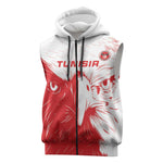 Custom Tunisia Football Sleeveless Zip Hoodie Go Champions - African Pride