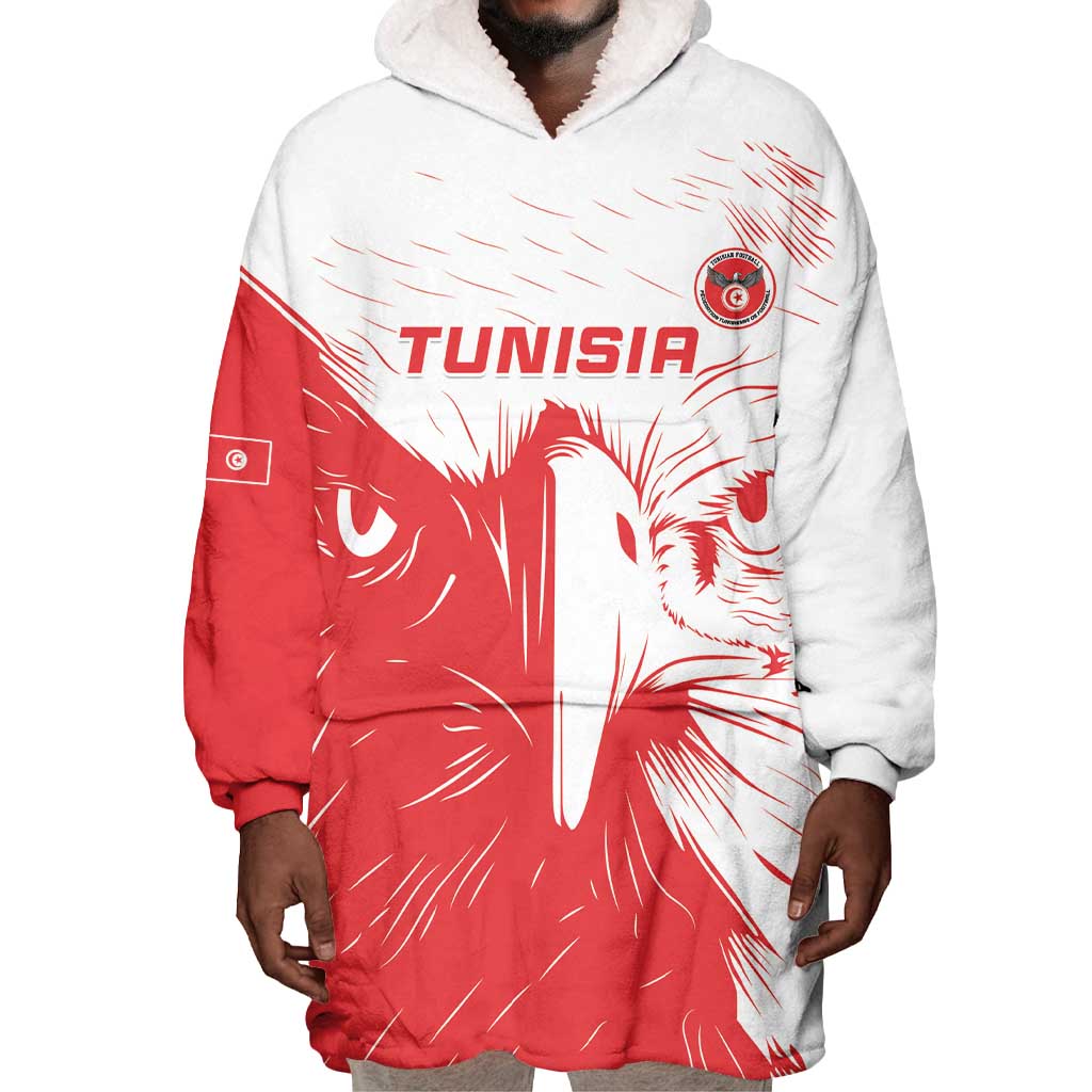 Custom Tunisia Football Wearable Blanket Hoodie Go Champions