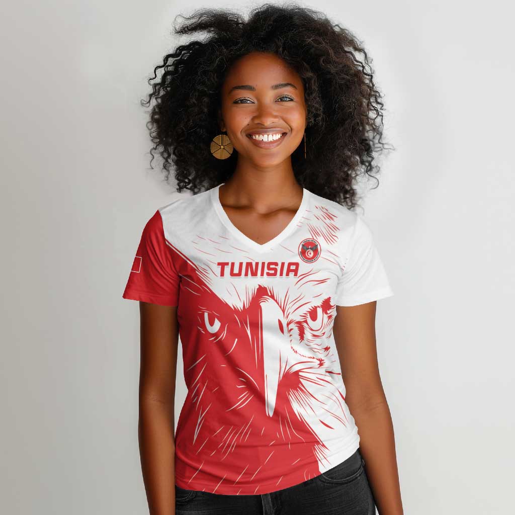 Custom Tunisia Football Women V-Neck T-Shirt Go Champions