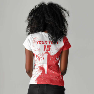 Custom Tunisia Football Women V-Neck T-Shirt Go Champions