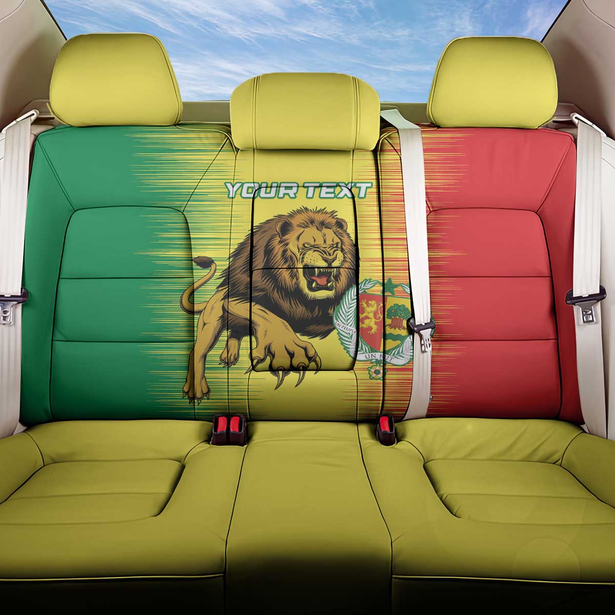 Custom Afro Senegal Football Back Car Seat Cover Lions of Teranga - Flag Style