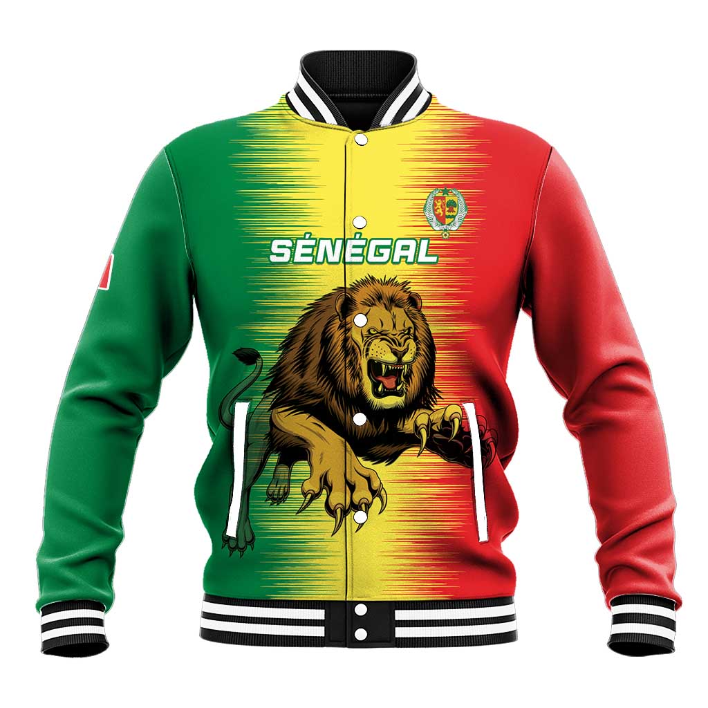 Custom Afro Senegal Football Baseball Jacket Lions of Teranga - Flag Style