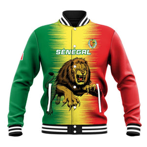 Custom Afro Senegal Football Baseball Jacket Lions of Teranga - Flag Style