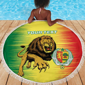 Custom Afro Senegal Football Beach Blanket Lions of Teranga - Flag Style