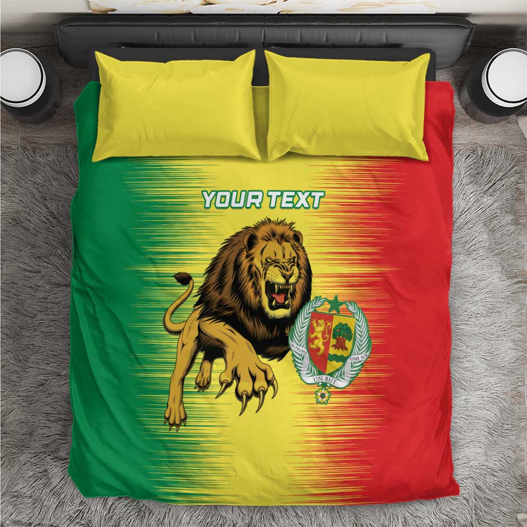 Custom Afro Senegal Football Bedding Set Lions of Teranga - Flag Style